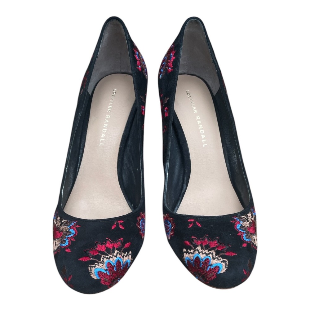 Loeffler Randall Sydnee Pumps Size 8 Black Floral Embroidered‎ Leather - Picture 3 of 7
